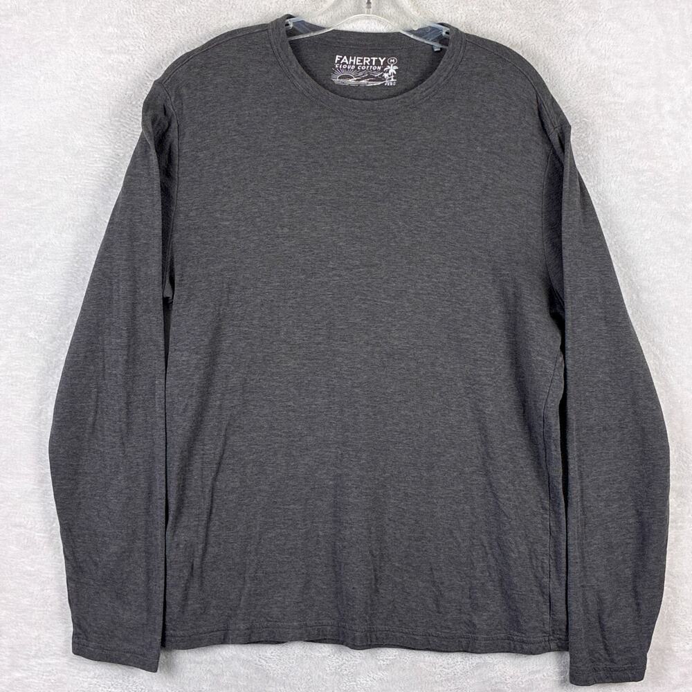 Faherty Cloud Cotton TShirt Mens M Gray Preppy Classic Long Sleeve Huckberry